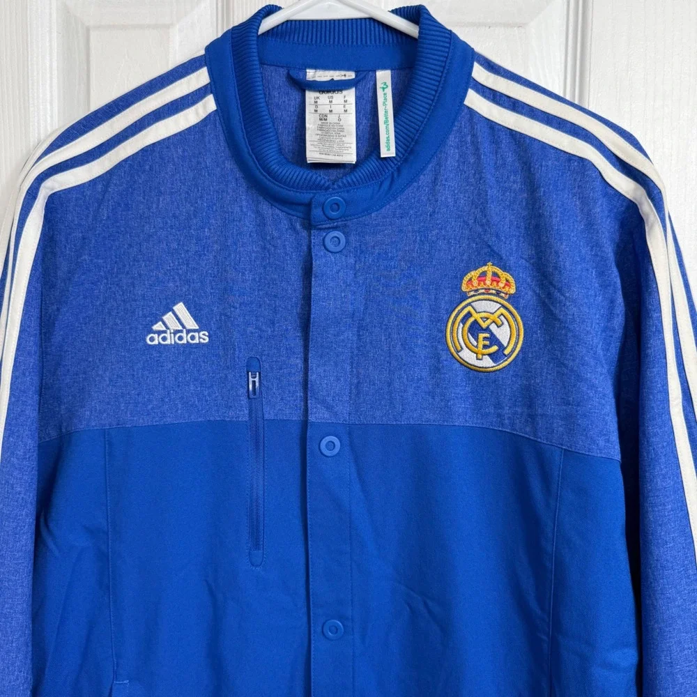 Adidas Real Madrid Anthem Jacket Medium Blue Blokecore Soccer Streetwear